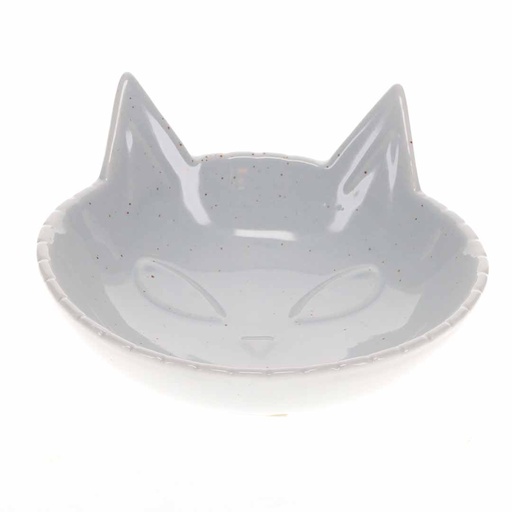 [LR15508] Duvo+ Feeding Bowl-Stone-Kitty face 175ml - 14x14x6.5cm White 