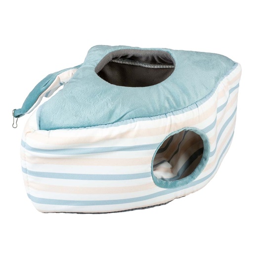 [LR15854] Duvo+ Striped Corner House For Small Pets-Plush M - 27x23x30cm Multicolour