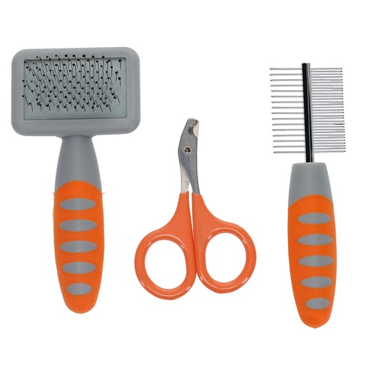 [LR15874] Duvo+ Grooming Set For Small Animal Orange/Grey
