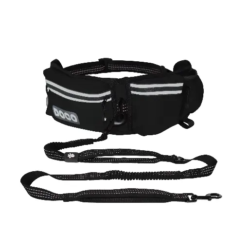 [DCJB200-01-DIS] DOCO® Lite Reflective Jogging Belt With Reflective Bungee [Bag:2.5 x 76-107cm; Leash: 2.5 x 130-150cm]-Black
