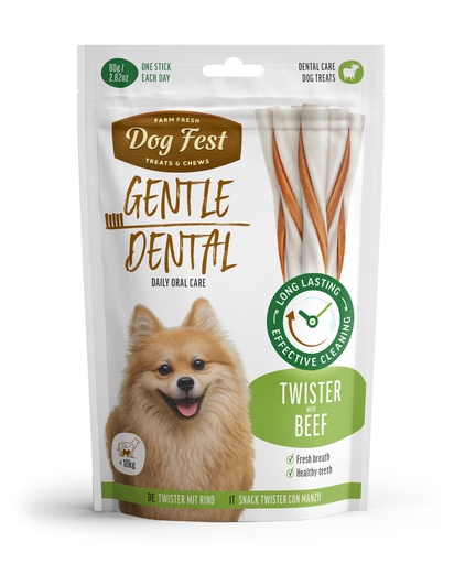 [79212570] Dog Fest Dental Treats For Adult Dogs -Twister - Beef 80g (9cm)