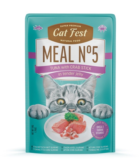 [79217971] Cat Fest Meal No 5 Cat Food in Jelly-Tuna With Crab Stick 50g [Minimum Order:12pcs]