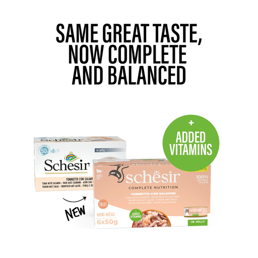 [SCPST21120604] Schesir Complete & Balanced Nutrition Wet Cat Food in Jelly Can[Multi pack]- Tuna With Salmon-(6X50g)