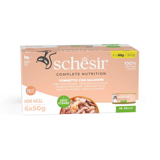 [SCPST21120604] Schesir Complete & Balanced Nutrition Wet Cat Food in Jelly Can[Multi pack]- Tuna With Salmon-(6X50g)