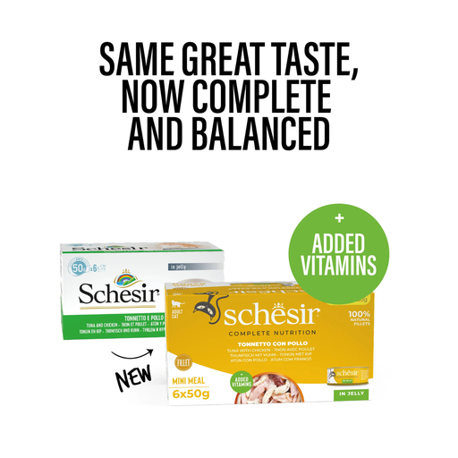 [SCPST21121004] Schesir Complete & Balanced Nutrition Wet Cat Food in Jelly Can[Multi pack]- Tuna With Chicken-(6X50g)