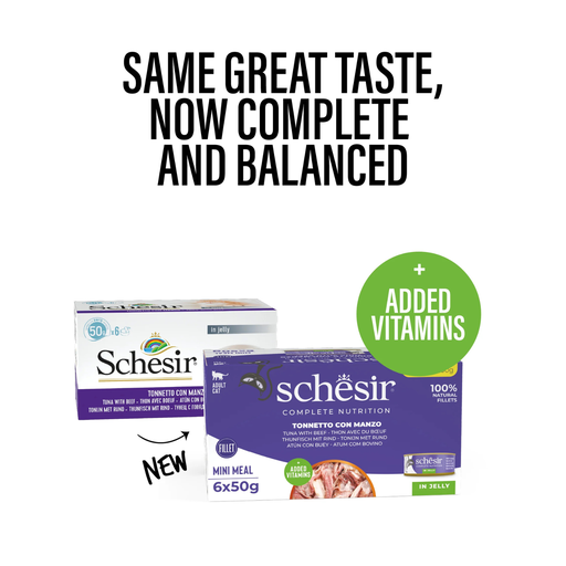 [SCPST21121104] Schesir Complete & Balanced Nutrition Wet Cat Food in Jelly Can[Multi pack]- Tuna With Beef-(6X50g)