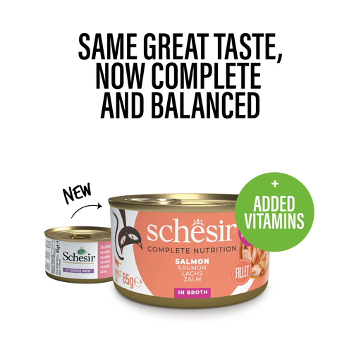 [SCPST21153403] Schesir Complete & Balanced Nutrition Wet Cat Food in Broth Can- Natural Salmon 85g [MOQ:12pcs]