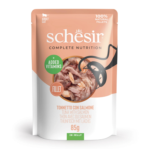 [SCPST21223504] Schesir Complete & Balanced Nutrition Wet Cat Food in Jelly Pouch- Tuna With Salmon 85g [MOQ:12pcs]