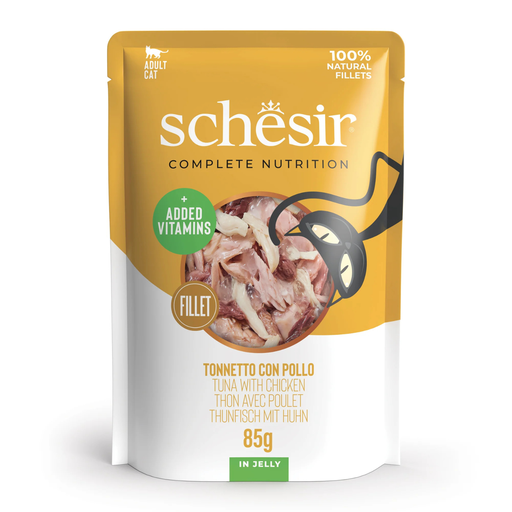 [SCPST21223704] Schesir Complete & Balanced Nutrition Wet Cat Food in Jelly Pouch- Tuna With Chicken 85g [MOQ:12pcs]