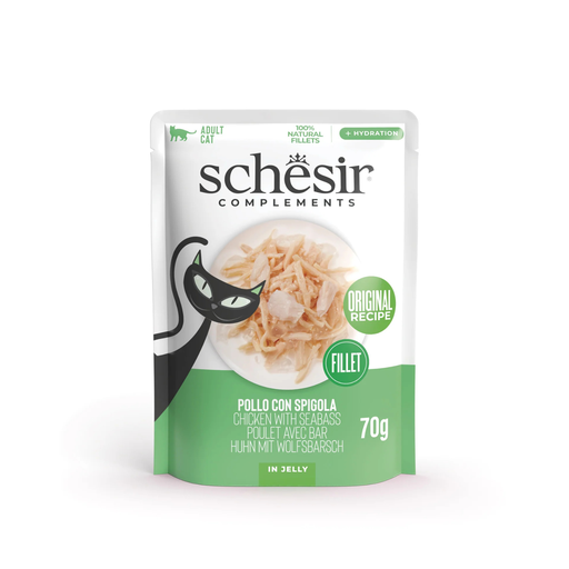 [SCPST21221704] Schesir Complements Cat Wet Food  in Jelly Pouch- Chicken With Seabass 70g [MOQ:12pcs]
