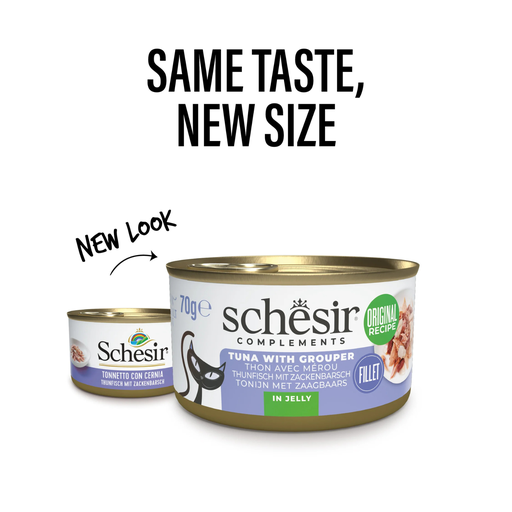 [SCPST21122303] Schesir Complements Cat Wet Food  in Jelly Can- Tuna With Grouper 70g [MOQ:12pcs]