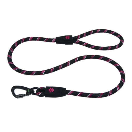 [DCROPE5048-18L] DOCO® Reflective Rope Leash With soft Rubber Handle Ver.5 - Click & Lock Snap-Large-Ø13mm x 120cm-Rasberry Pink