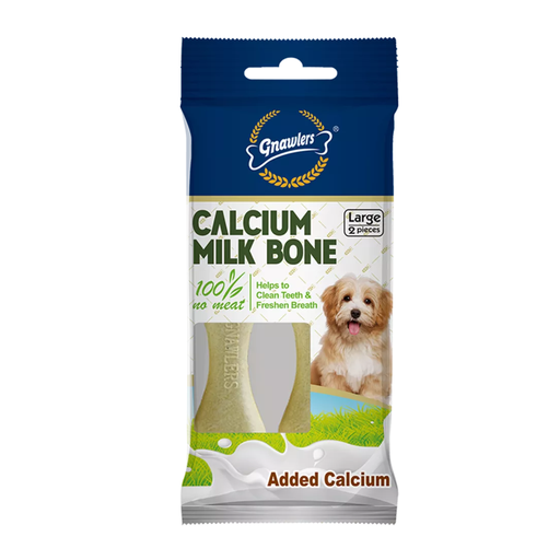 [GN6472] Gnawlers Calcium Milk Bone 4" Large-Snack For Dogs- 2pcs/pack-110g