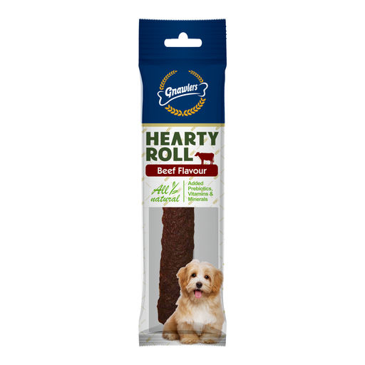 [GN1194] Gnawlers  Hearty Roll 4.5" Treat For Dogs-Beef 40g