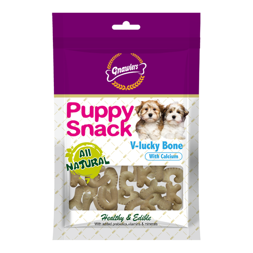 [GN3099] Gnawlers V-Lucky Bone Puppy Snack-Calcium 270g