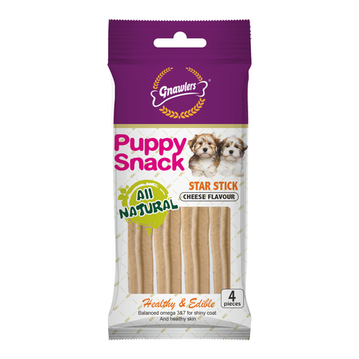 [GN5680] Gnawlers Star Stick Puppy Snack-Cheese-4pcs/pack-80g