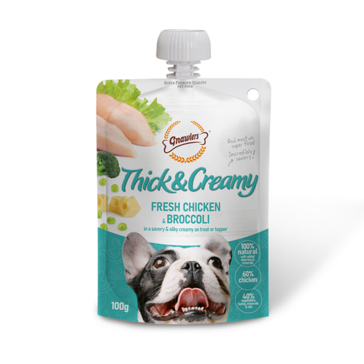 [GN12954] Gnawlers Thick & Creamy Dog Treat 100g -Chicken & Broccoli [8pcs/case]