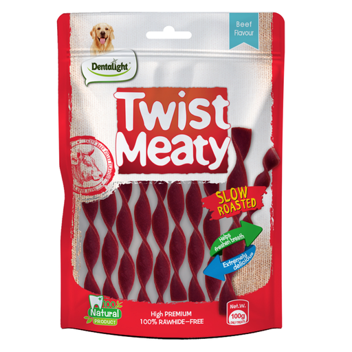 [DL9480] Dentalight Twist Meaty 5"-Snack For Dog-Beef 100g