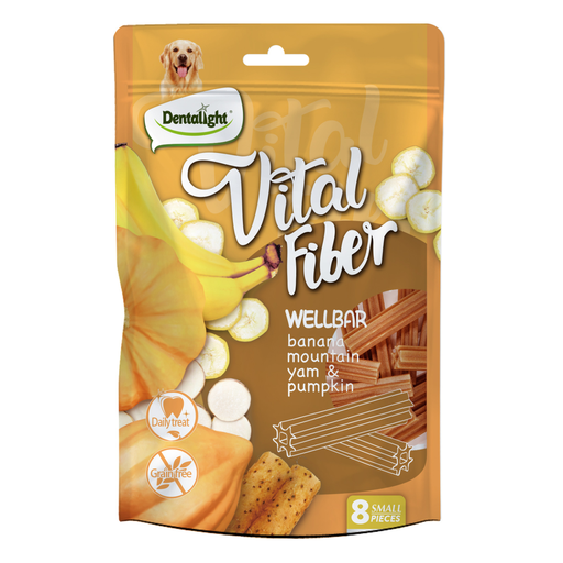 [DL10110] Dentalight Vital Fiber Wellbars 3" Treat For Dogs-Banana, Mountain Yam & Pumpkin 80g-8pcs