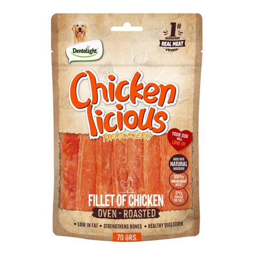 [DL13050] Dentalight Chicken Licious Jerky Treats For Dogs-Fillet of Chicken 70g