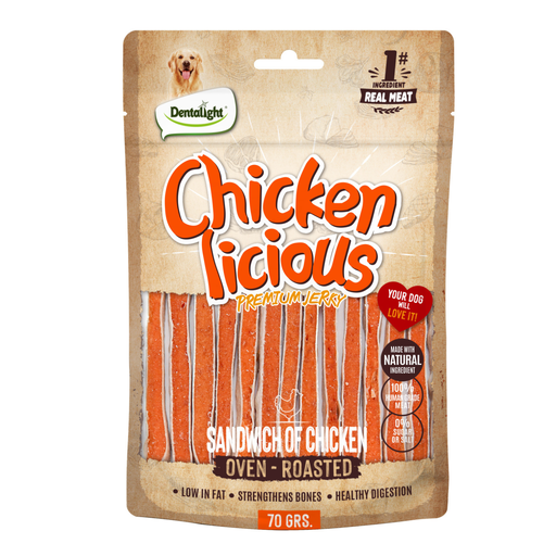 [DL13081] Dentalight Chicken Licious Jerky Treats For Dogs-Sandwitch of Chicken 70g
