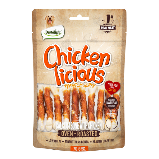 [DL13104] Dentalight Chicken Licious Jerky Treats For Dogs-Calcium Bone With Chicken 70g