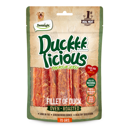 [DL13418] Dentalight Duckki Licious Jerky Treats For Dogs-Fillet of Duck 70g