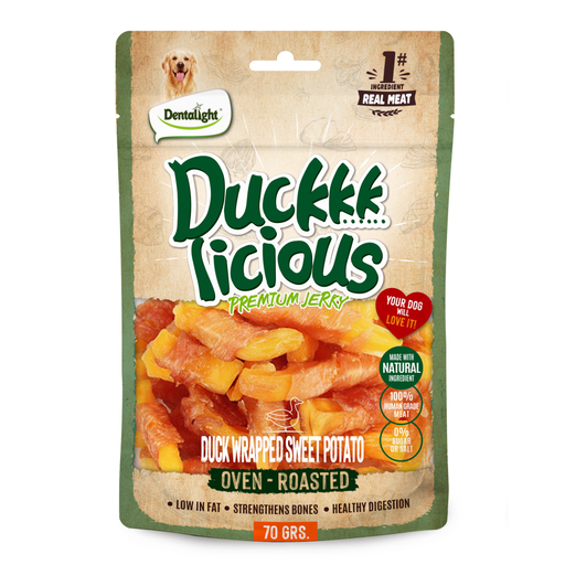 [DL13432] Dentalight Duckki Licious Jerky Treats For Dogs-Duck Wrapped Sweet Potato 70g