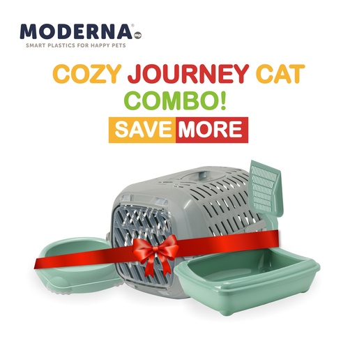 [MOD-CJ-0025] Moderna Cozy Journey Cat Combo-Carrier+Bowl+Tray+Scoop