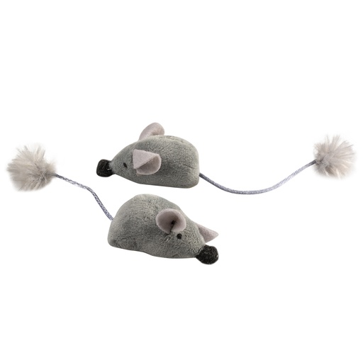 [LR12082] Duvo+ Cushy Mice With Funny Tail Grey Color - Cat Toy  (2pcs)  16.5x5x4cm 