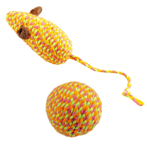 [LR12093] Duvo+ Jolly  Mouse & Ball Orange - Cat Toy 17.5x3.5x4.5cm  