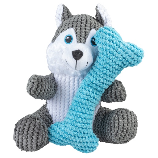 [LR13437] Duvo+ Plush duo husky + bone Multicolour - Dog Toy 22x19x8cm  
