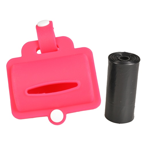 [LR12502] Duvo+ Poo Bag Silicon Dispenser - Pink Color (32x19cm) With Poo Bag