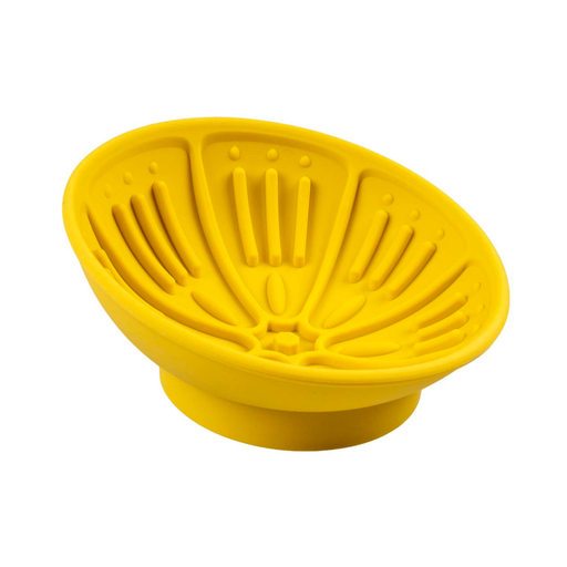 [LR15997] Duvo+ Lick Feeding Bowl For Dogs And Cat Kiwi Yellow 14x14x6.5cm
