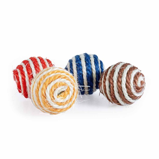 [LR15422] Duvo+ Striped Sisal Balls With Sound Mixed colors - Cat Toy 5x5x5cm [MOQ:3pcs]