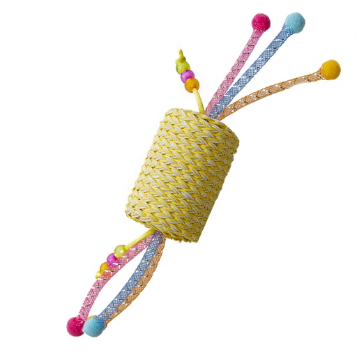 [LR12092] Duvo+ Jolly Yellow Roll With Ropes 22X4,5X4,5Cm Yellow