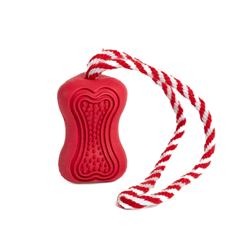 [LR12176] Duvo+ Rubber Dental Bone With Rope 34,5X5,5X5,5Cm Red