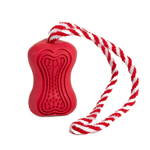 [LR12176] Duvo+ Rubber Dental Bone With Rope 36,5X6,5X6,5Cm Red
