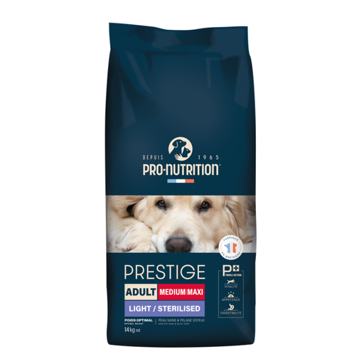 [208860] Pro nutrition Prestige Dog Adult Medium/Maxi-Light Sterlised-14kg
