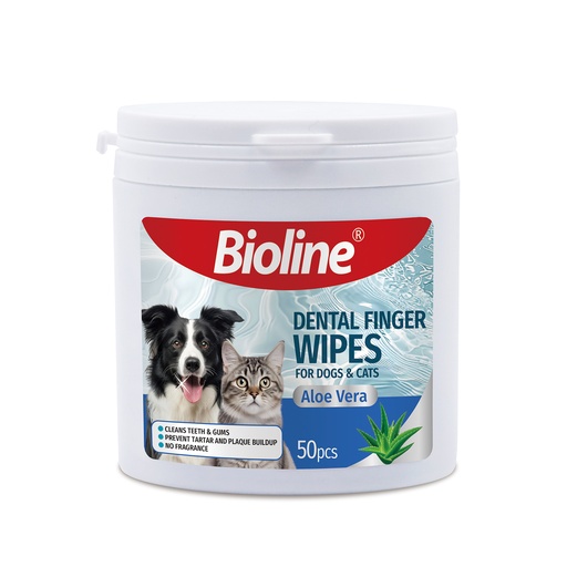 [6970117127416] Bioline Dental Finger Wipes For Dogs & Cats (50pcs)