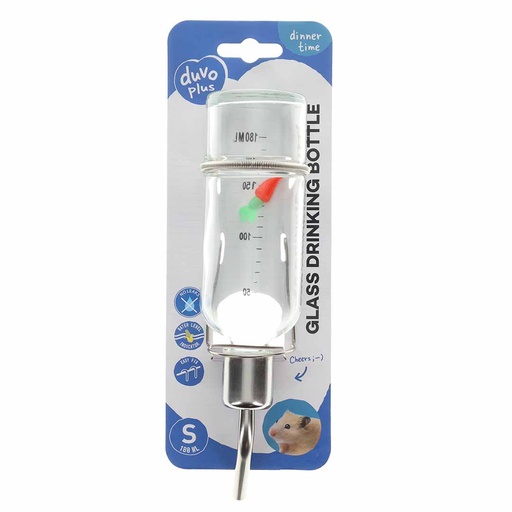 [LR15786] Duvo+ Glass Drinking Bottle For Small Animals - 180ml 