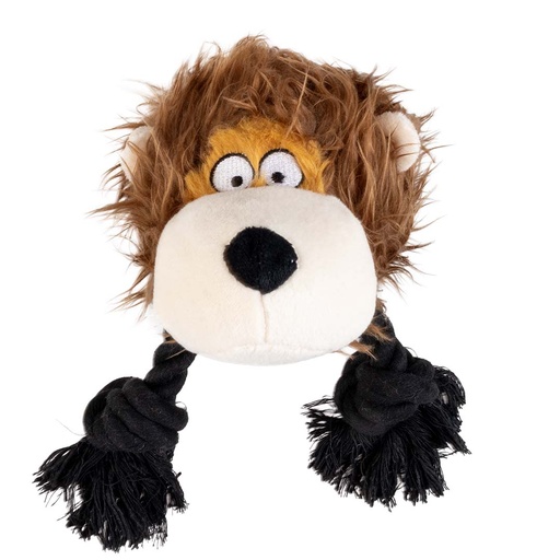 [LR16731] Duvo+ Plush Wildlife Lion With Rope Dog Toy 23x14x22cm - Brown 
