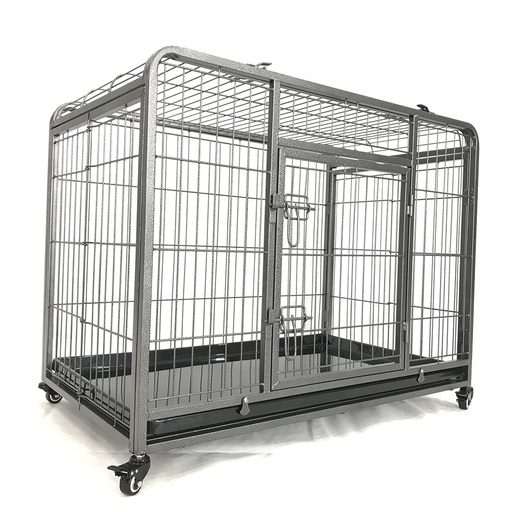 [LR10661] Duvo+ Heavy Duty Metal Dog Crate With Lockable Caster Wheels & Dual Access Doors - 79 x 53 x 61cm 