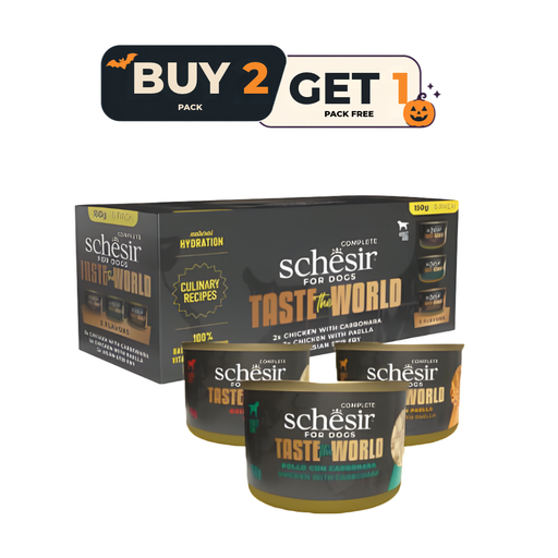 [SCH-OFF22119904] Schesir Taste The World Dog Wholefood Variety Pack 900g (6x150g) - 3 Flavors ( 2 Cans Each Flavor) Buy 2 Pack Get 1 Pack Free