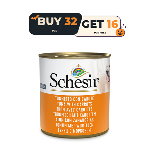 [SCH-OFF1064729] Schesir Dog Wet Food in Jelly Can-Tuna With Carrot 285g [MOQ:16pcs] Buy 32 Pcs & Get 16 Pcs Free
